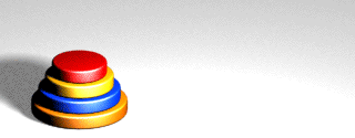 An animated solution of the Tower of Hanoi puzzle for four disks